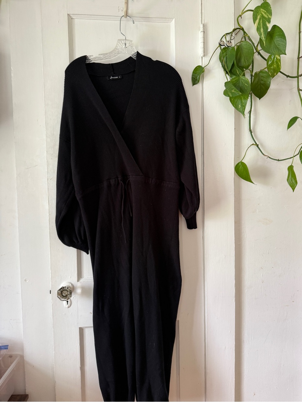 Olivaceous Black Wrap V-Neck Sweater jumpsuit size S